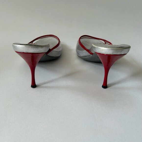 PRADA VINTAGE Y2K PVC RED SILVER HEELS - Picture 6 of 7